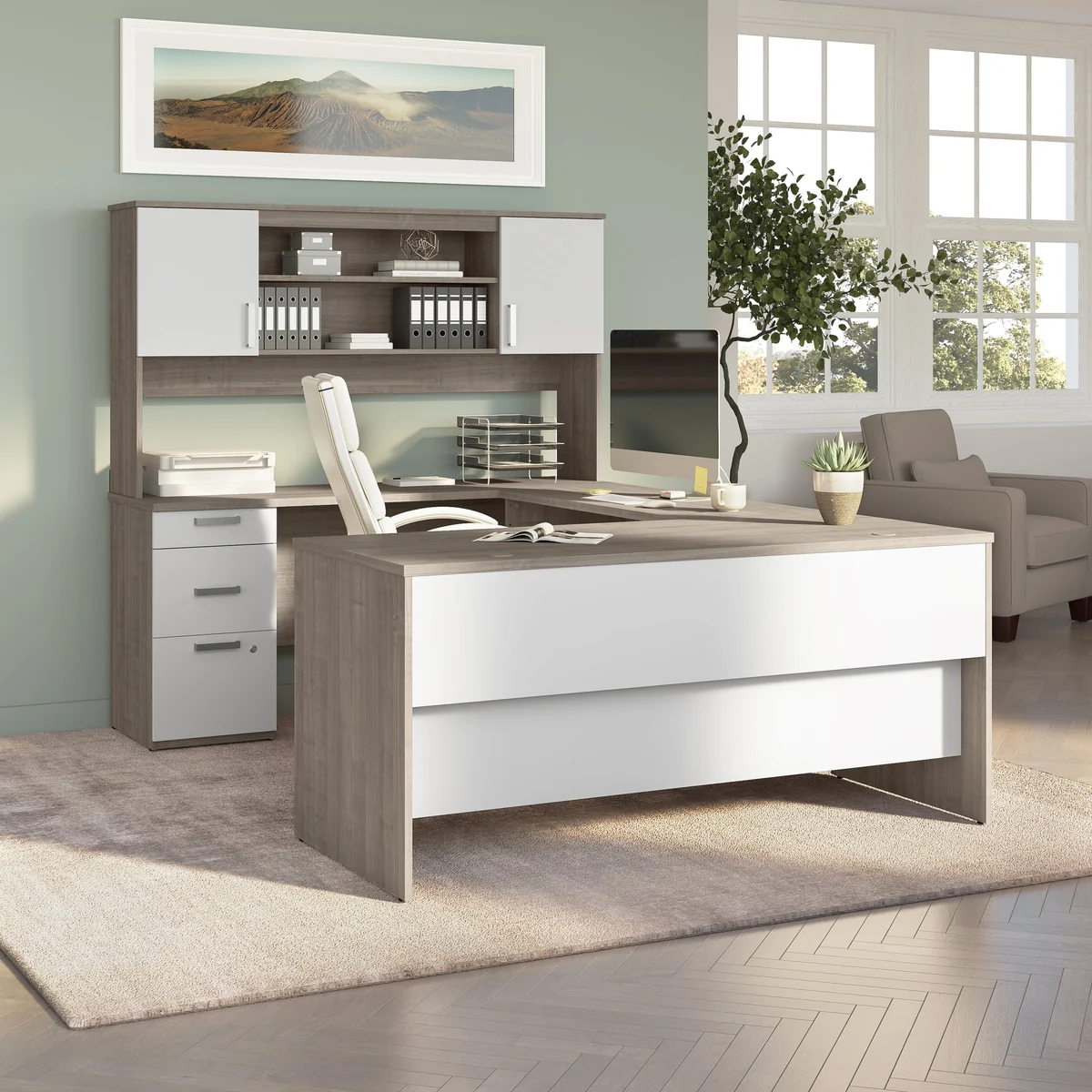 Bureau blanc & bois — Design d’intérieur